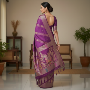 premium mayura with bold boarder elegance dola silk saree