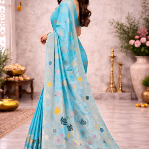 premium dola silk with lotus design in pallu