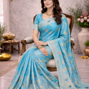 premium dola silk with lotus design in pallu