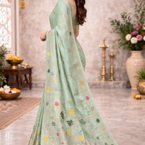 premium dola silk with lotus design in pallu