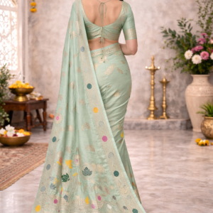 premium dola silk with lotus design in pallu