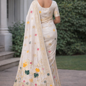 premium dola silk with lotus design in pallu