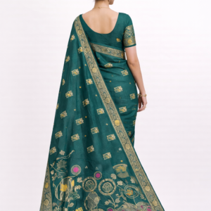 premium dola silk with lotus design in pallu