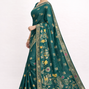 premium dola silk with lotus design in pallu