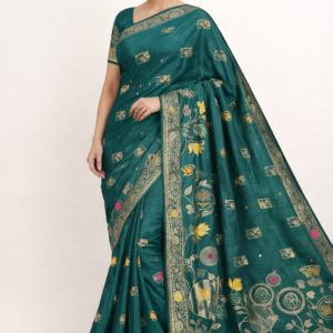 premium dola silk with lotus design in pallu