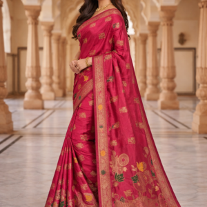 premium dola silk with lotus design in pallu