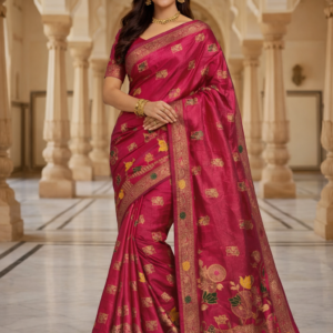 premium dola silk with lotus design in pallu