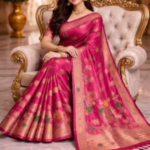premium dola silk with lotus design in pallu