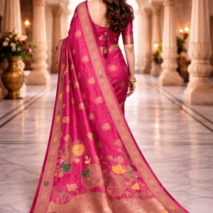 premium dola silk with lotus design in pallu