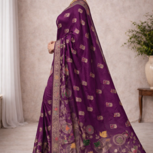 premium dola silk with lotus design in pallu