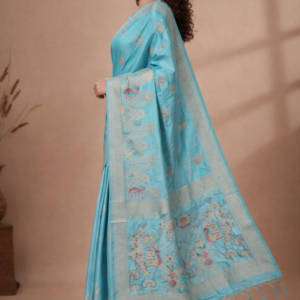premium dola silk with peacock design in pallu