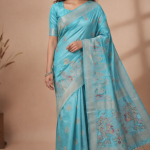 premium dola silk with peacock design in pallu