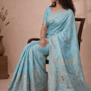 premium dola silk with peacock design in pallu
