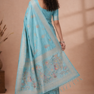 premium dola silk with peacock design in pallu