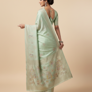 premium dola silk with peacock design in pallu