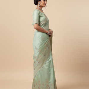 premium dola silk with peacock design in pallu