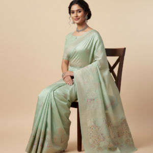 premium dola silk with peacock design in pallu