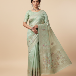 premium dola silk with peacock design in pallu