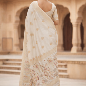 premium dola silk with peacock design in pallu