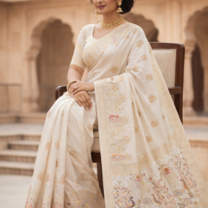 premium dola silk with peacock design in pallu