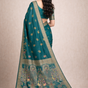 premium dola silk with peacock design in pallu
