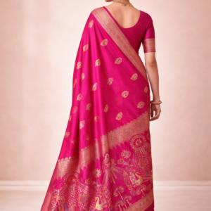 premium dola silk with peacock design in pallu