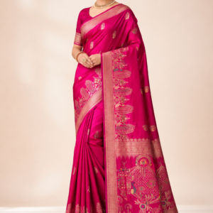 premium dola silk with peacock design in pallu