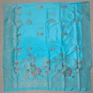 premium dola silk with peacock garden drap design in pallu