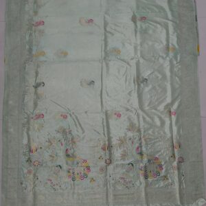 premium dola silk with peacock garden drap design in pallu