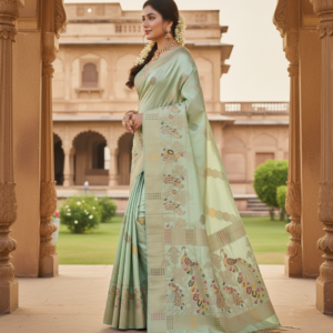 premium mayura with bold boarder elegance dola silk saree