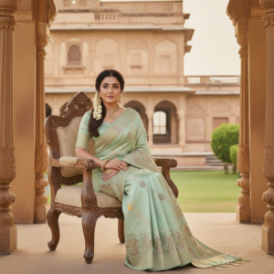 premium mayura with bold boarder elegance dola silk saree