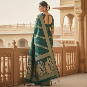 premium mayura with bold boarder elegance dola silk saree