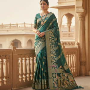 premium mayura with bold boarder elegance dola silk saree