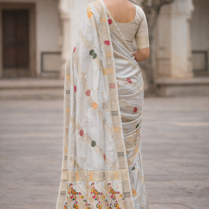 premium mayura with bold boarder elegance dola silk saree