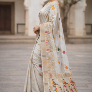 premium mayura with bold boarder elegance dola silk saree