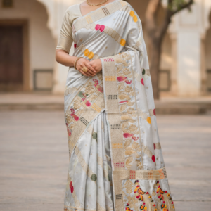 premium mayura with bold boarder elegance dola silk saree