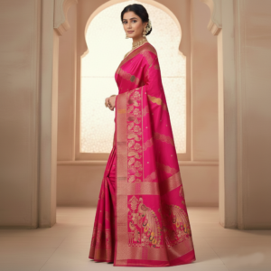 premium mayura with bold boarder elegance dola silk saree