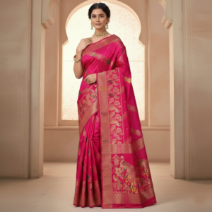 premium mayura with bold boarder elegance dola silk saree