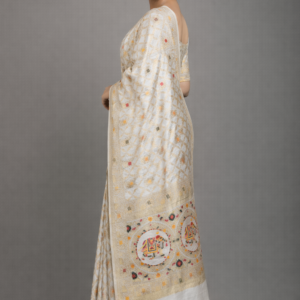 premium cream dola silk saree