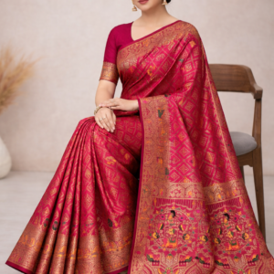 premium dola silk with gajraj & peacock design in pallu
