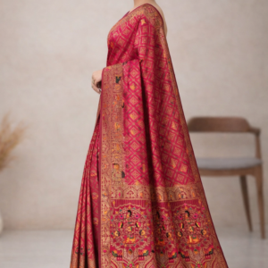 premium dola silk with gajraj & peacock design in pallu