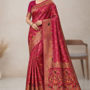 premium dola silk with gajraj & peacock design in pallu