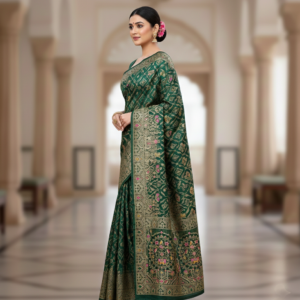 premium dola silk with gajraj & peacock design in pallu