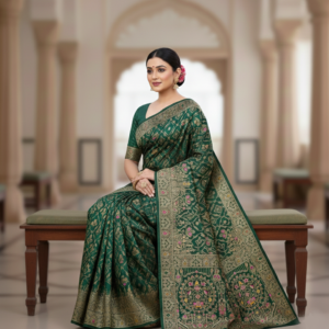 premium dola silk with gajraj & peacock design in pallu