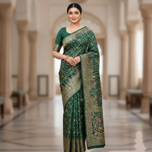 premium dola silk with gajraj & peacock design in pallu