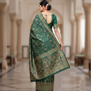 premium dola silk with gajraj & peacock design in pallu