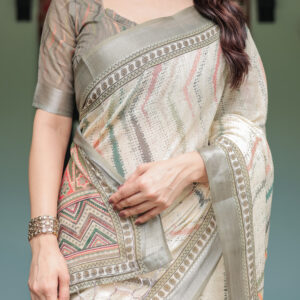 linen blend daily wear saree with blouse piece
