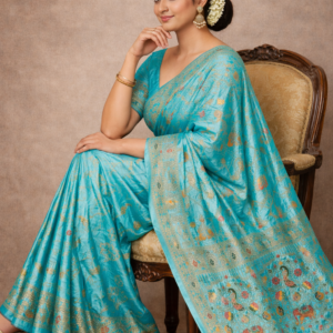 premium dola silk with gajraj & peacock design in pallu