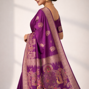 premium dola silk with peacock design in pallu