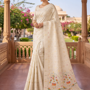 premium dola silk with gajraj & peacock design in pallu